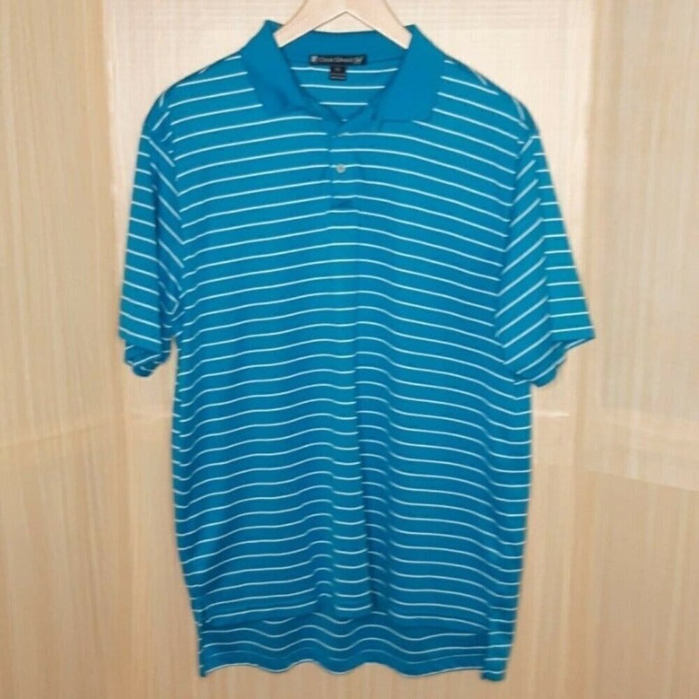 Chase Edward Golf men's teal blue white stripe polo XL